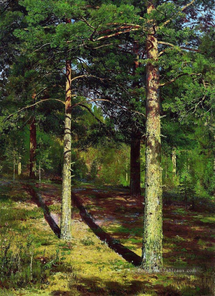 le soleil a allumé des pins 1886 paysage classique Ivan Ivanovitch Peintures à l'huile